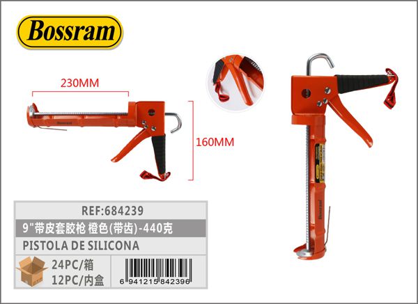 Pistola de silicona naranja 440g para construcción