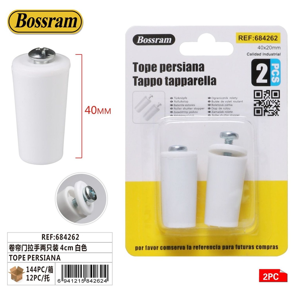 Tope de persiana 4 cm blanco