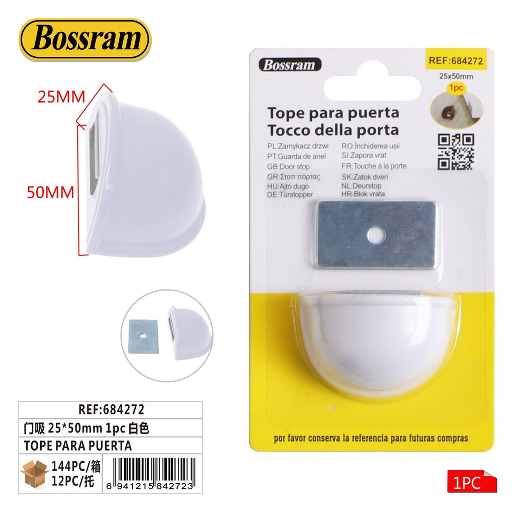 Tope para puerta blanco 25x50mm 1pc