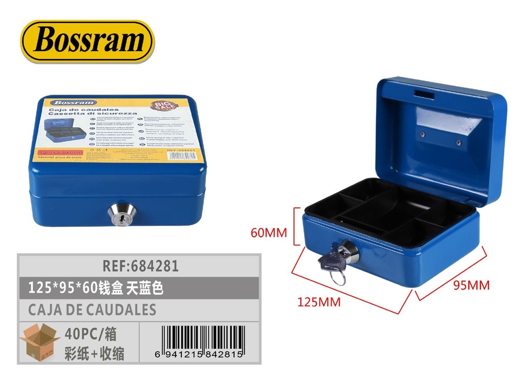 Caja de caudales 125x95x60mm azul