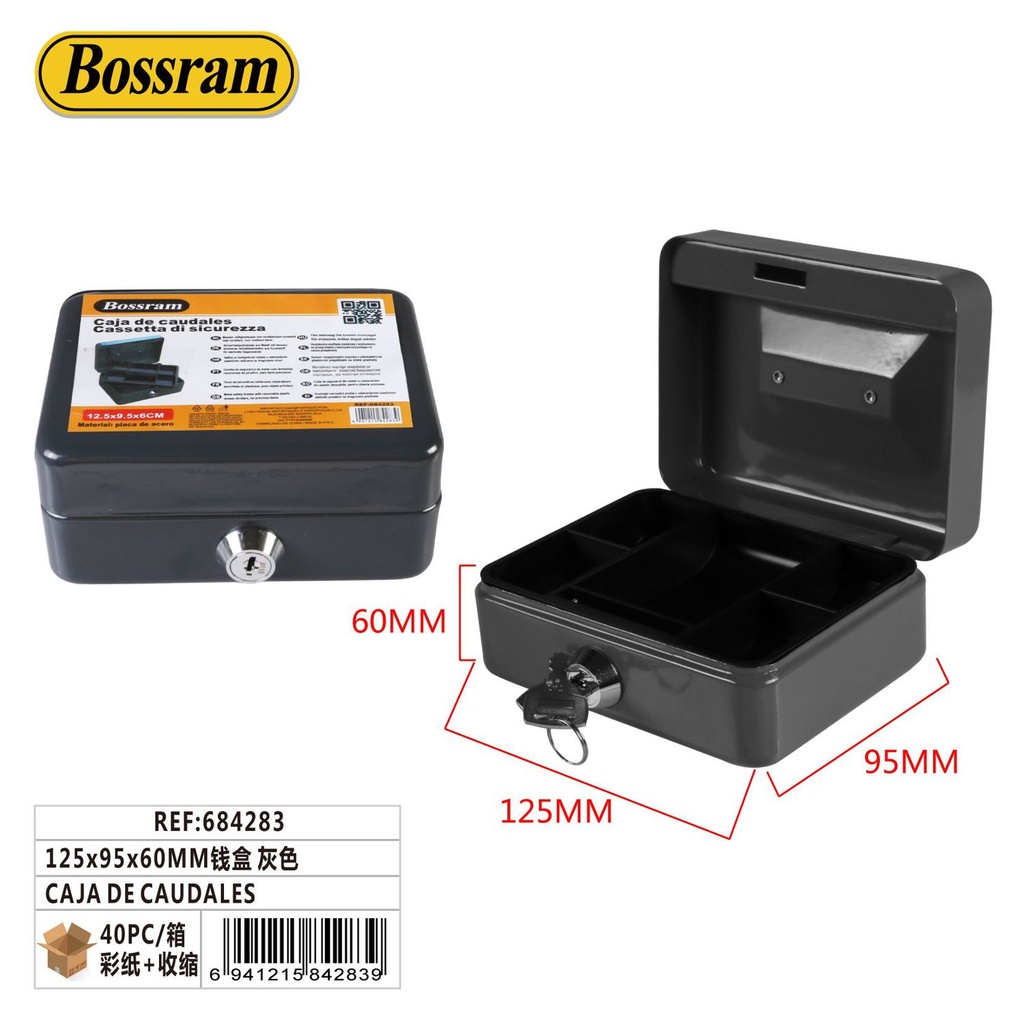 Caja de caudales gris 125x95x60mm