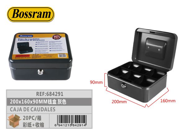 Caja de caudales gris 200x160x90mm para seguridad y almacenamiento