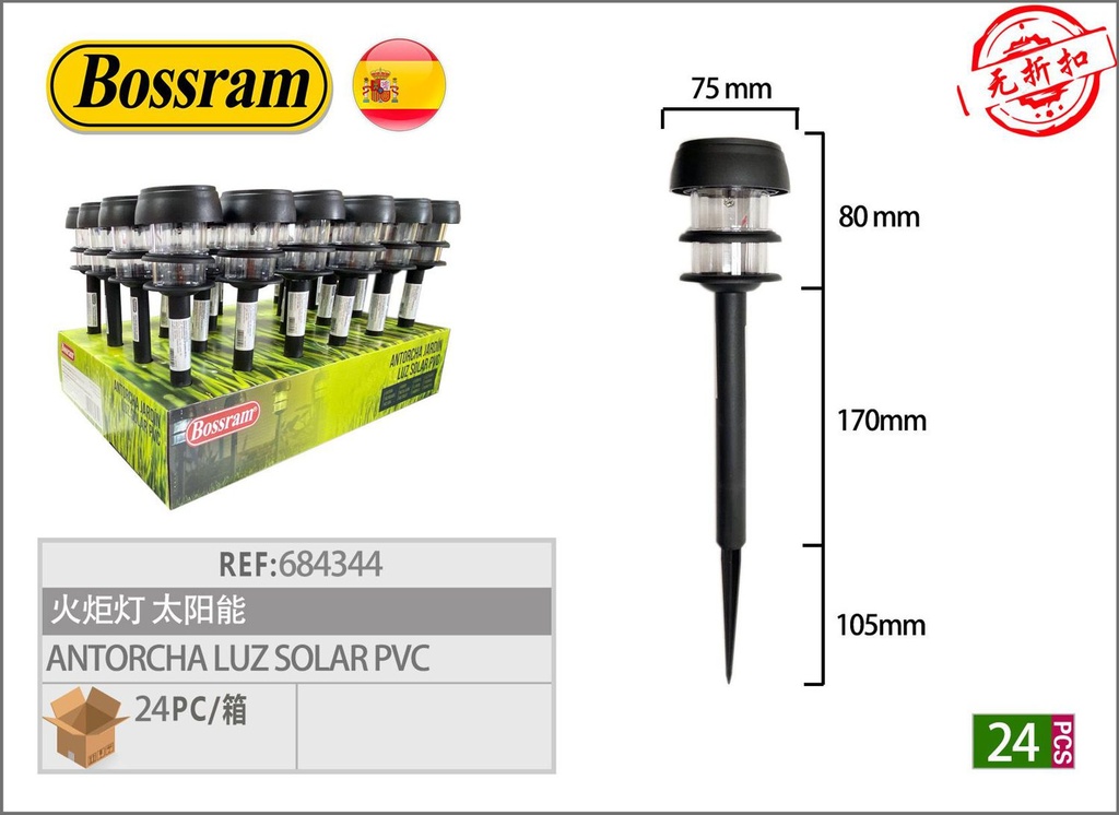 Antorcha solar para exteriores