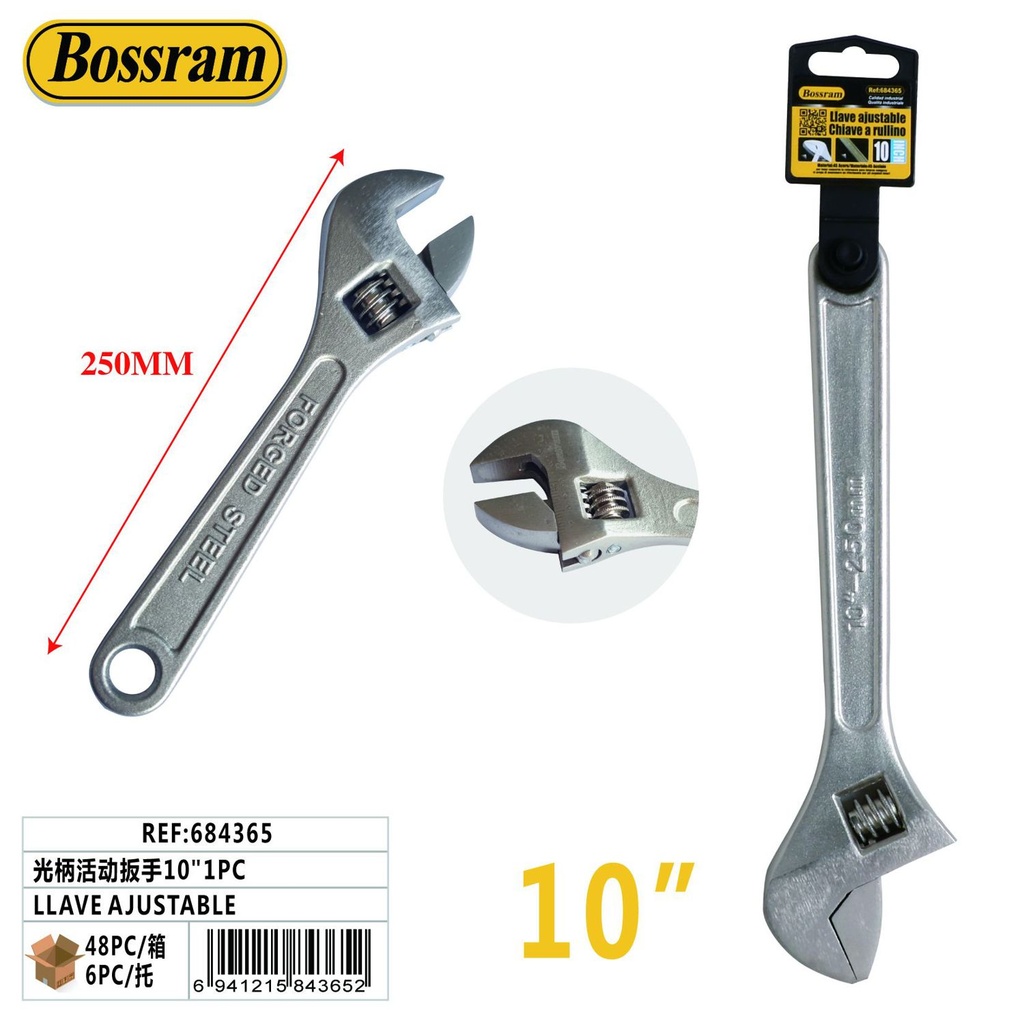 Llave ajustable 10" 1pc para trabajos de ferretería