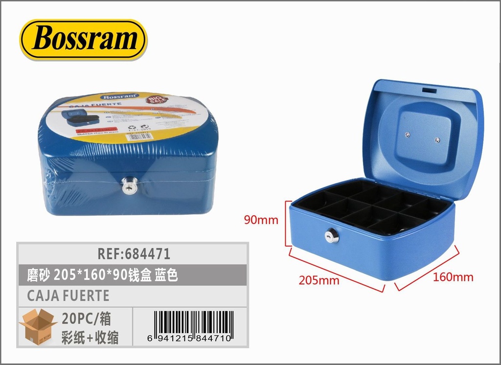 Caja fuerte azul 205x160x90mm para seguridad