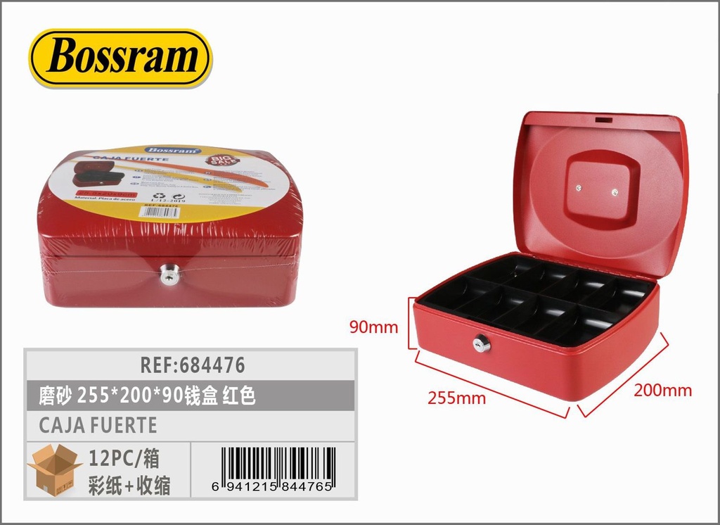 Caja fuerte roja con combinación 255x200x90