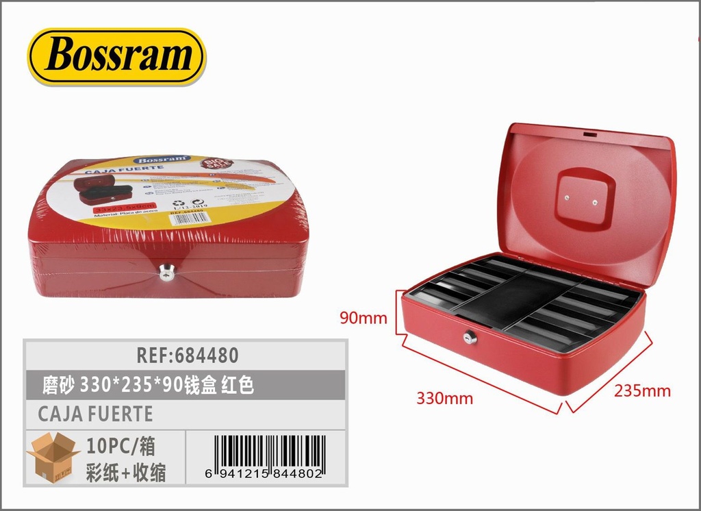 Caja fuerte roja con combinacion 330x235x90mm