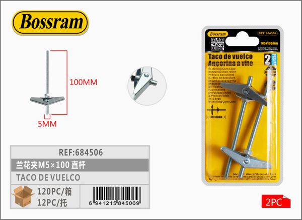 Taco de vuelco M5x100 2pcs para fijaciones fuertes