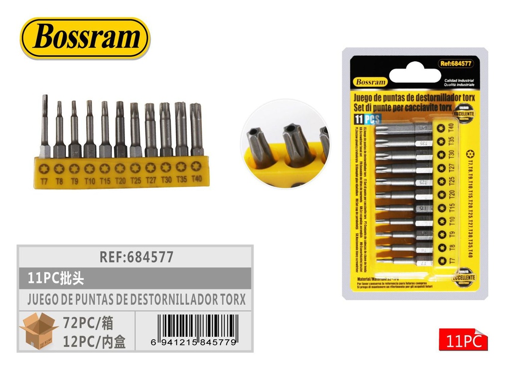 Juego de puntas de destornillador Torx 11pcs