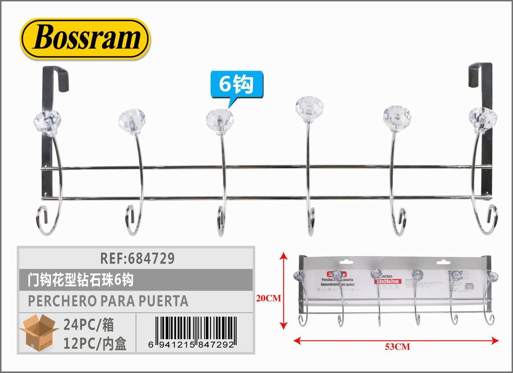 Perchero para puerta con ganchos decorativos