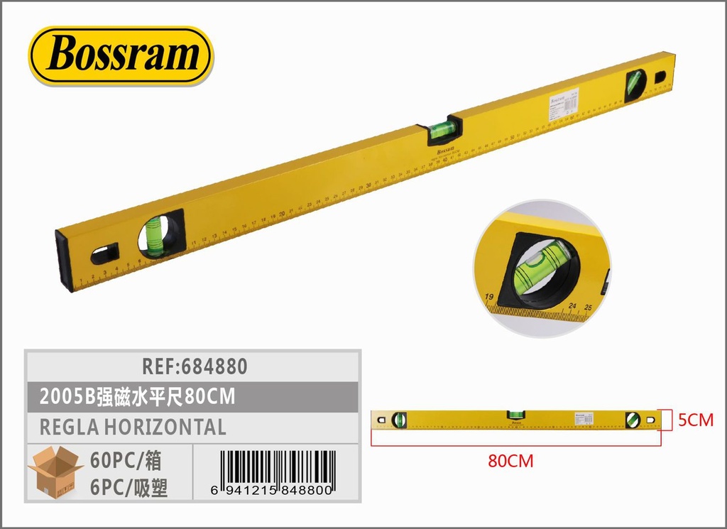 Regla horizontal magnética 80cm