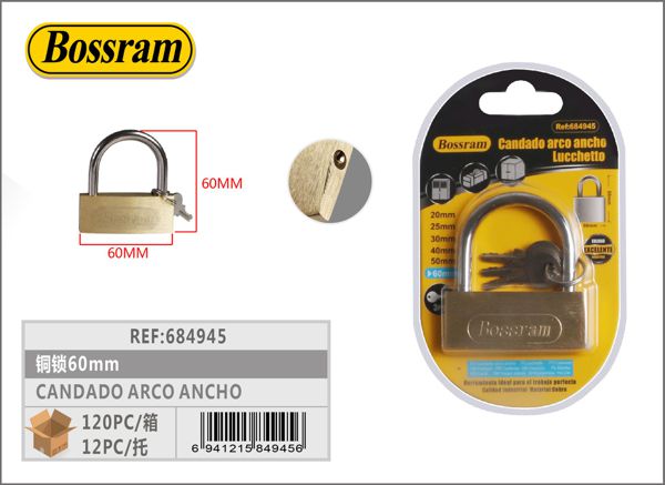 Candado arco ancho 60mm de cobre para seguridad