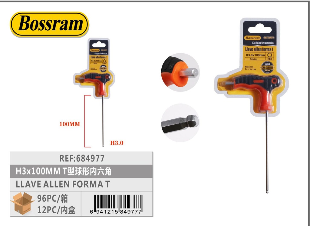 LLave Allen forma T 3x100mm