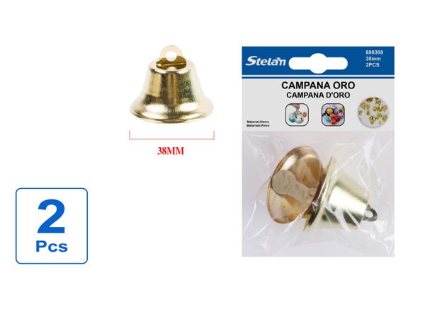 Campana oro 38mm pack 2 para manualidades