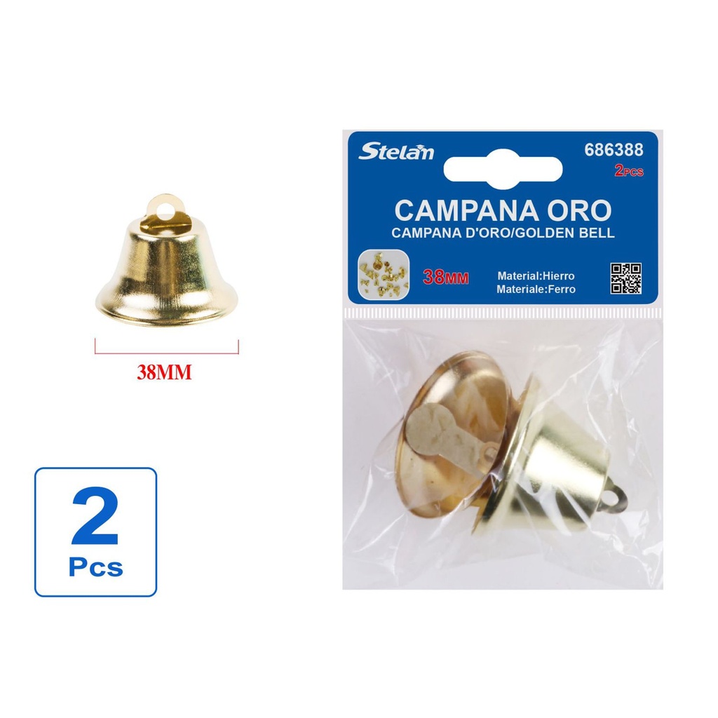 Campana oro 38mm pack 2 para manualidades