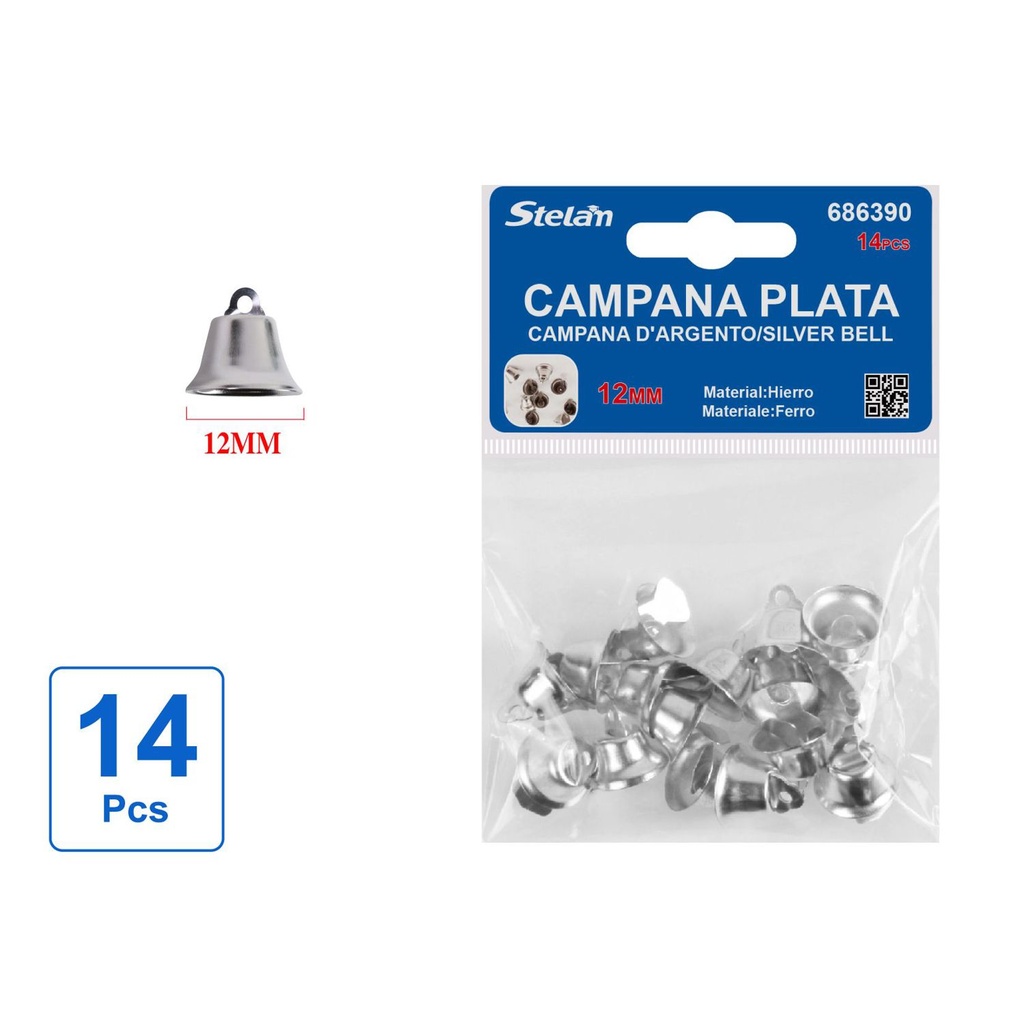 Campanas de plata 12mm 14pcs