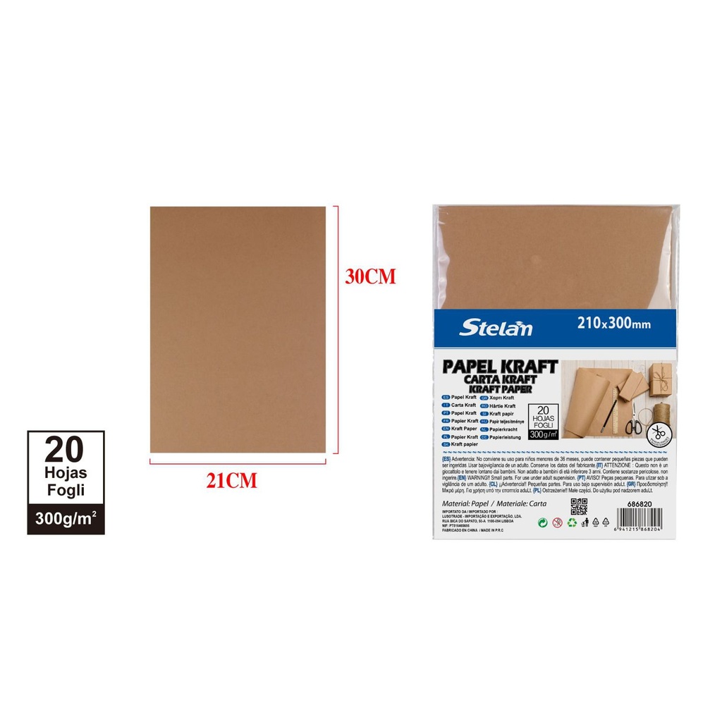 Papel kraft 21*30cm 300gr 20 hojas para manualidades