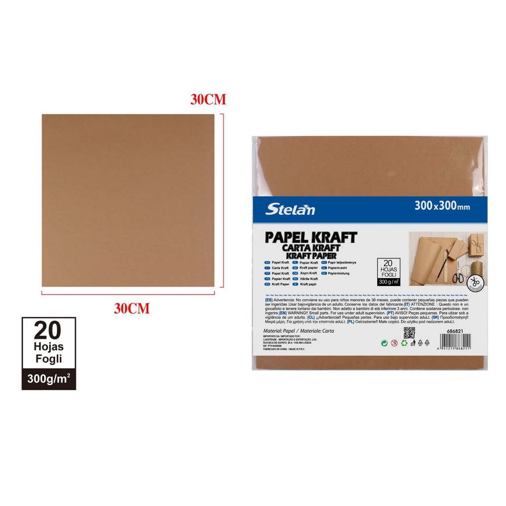 Papel Kraft 30x30cm 300g 20 hojas