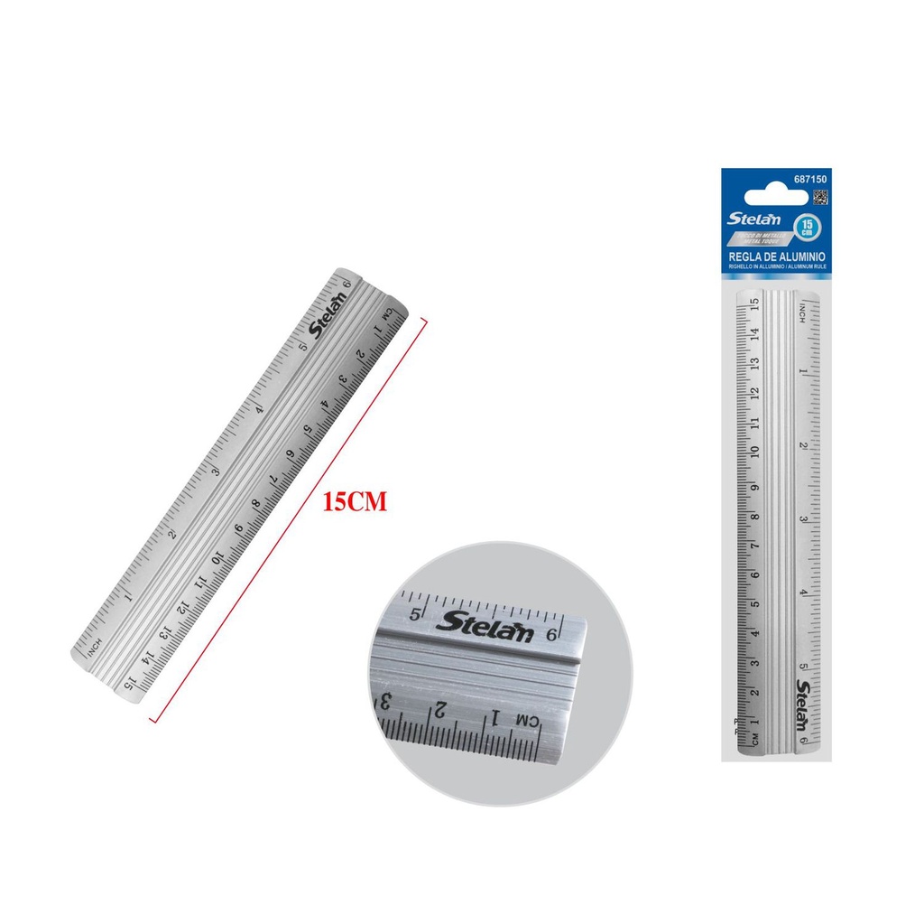 Regla de aluminio 15cm para medición