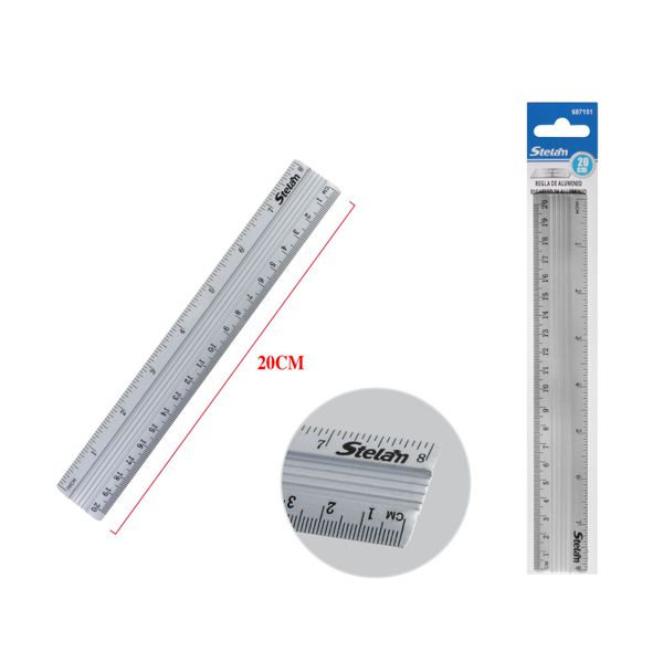 Regla de aluminio 20cm para precisión y dibujo