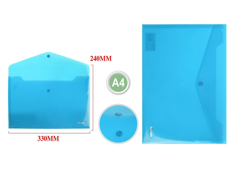 Carpeta sobre con botón transparente A4 para documentos