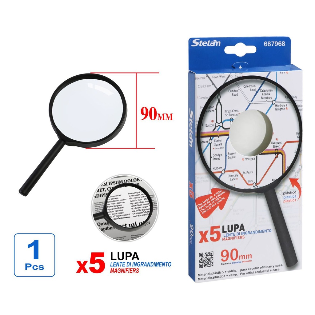 Lupa 90mm 塑料放大镜 para ampliación