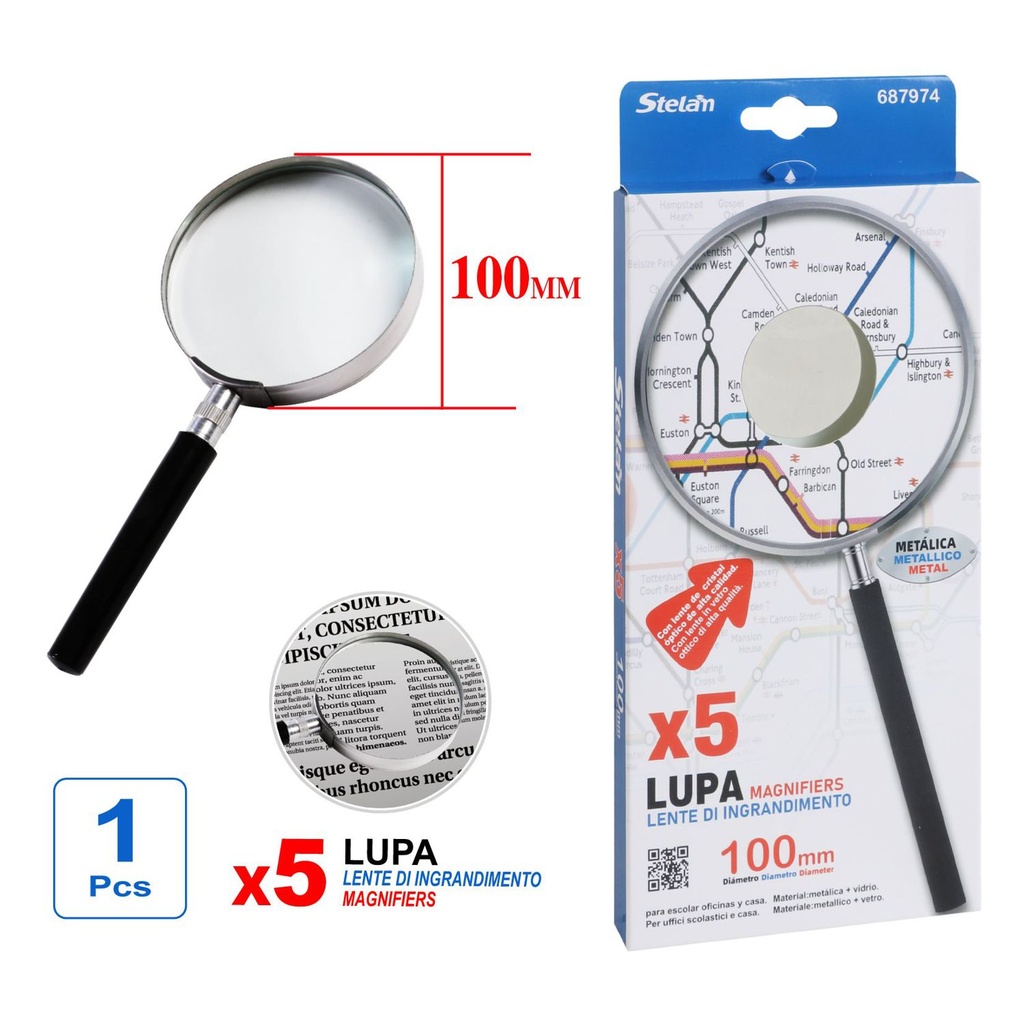 Lupa de mano 100mm para ampliación