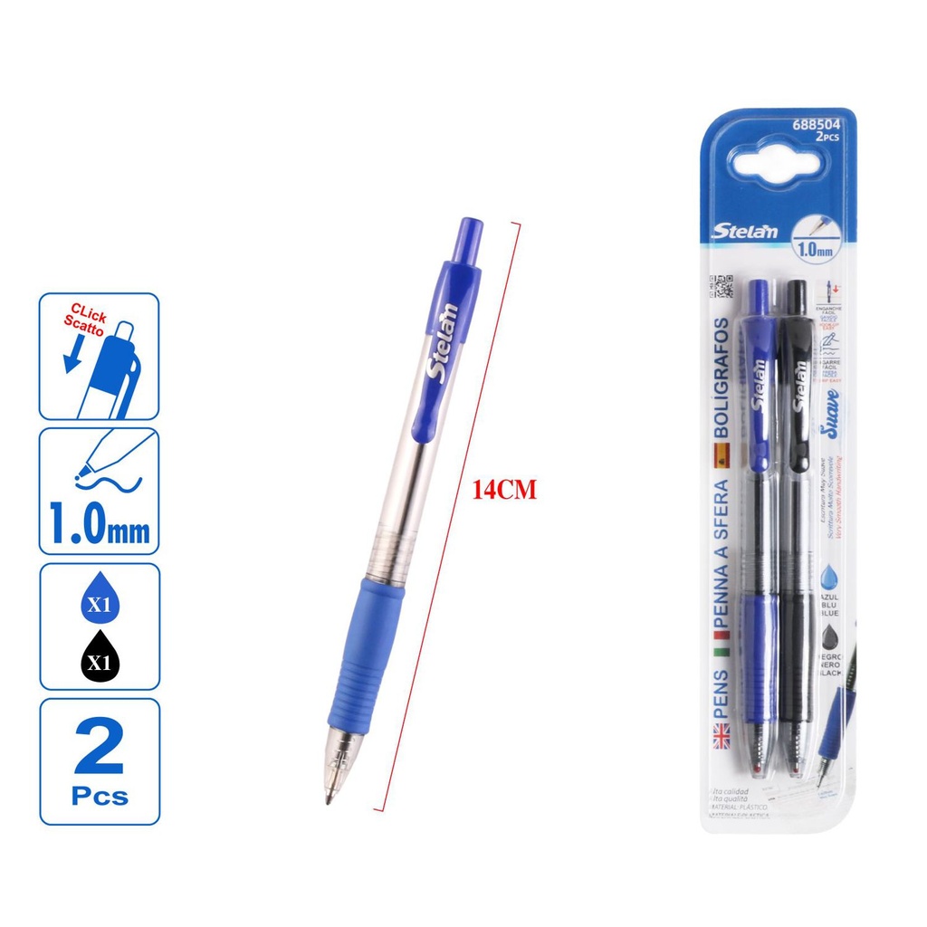 Bolígrafos de 1.0mm pack de 2 para escritura