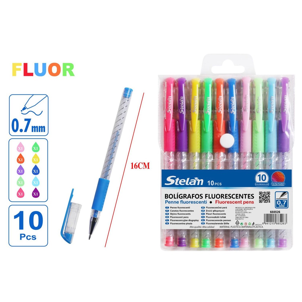 Bolígrafos fluorescentes 10pcs para escritura y resaltado