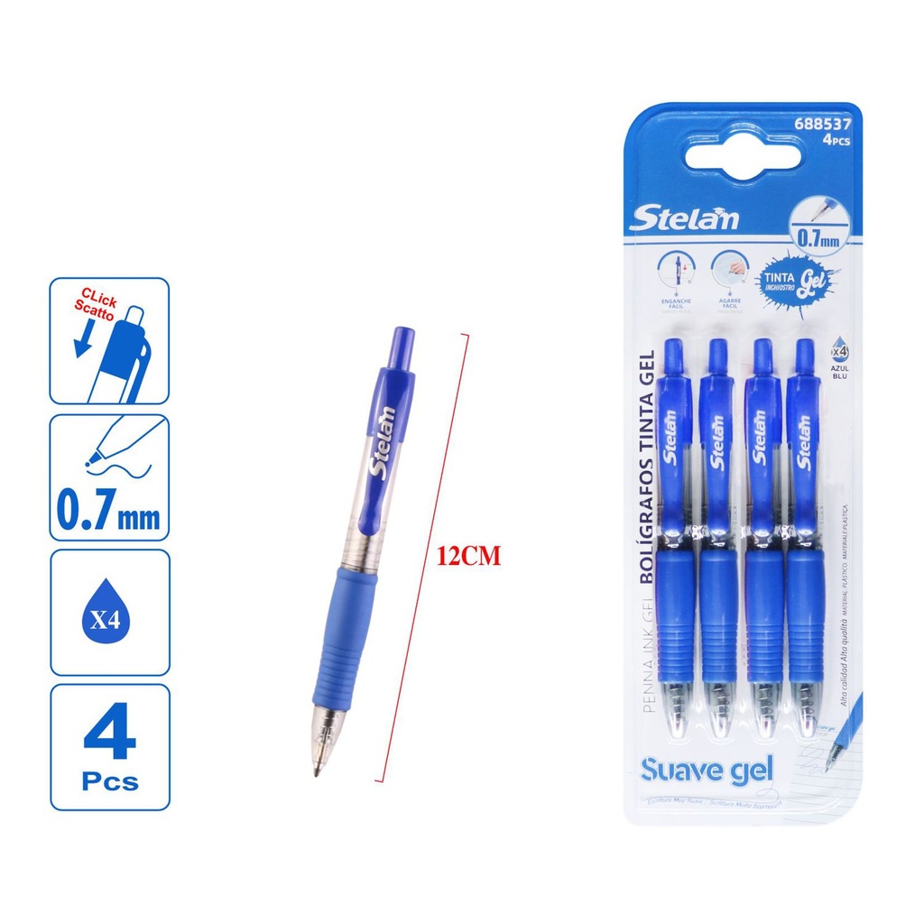 Bolígrafos de gel 0.7mm 4 piezas para escritura