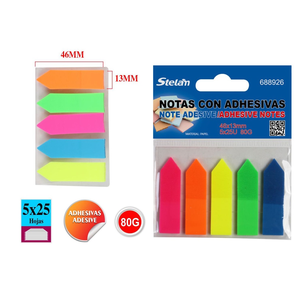 Notas adhesivas con flechas 25 hojas 46x13mm