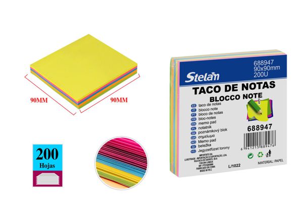 Taco de nota 80g 90x90 200 hojas sin adhesivo para oficina