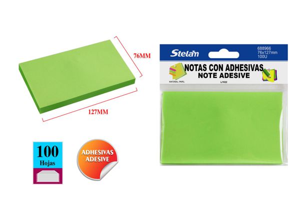 Notas adhesivas fluorescentes 76x127mm 100 hojas