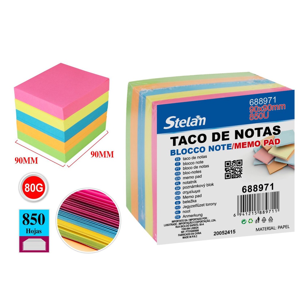 Taco de notas 90*90 850 hojas útiles para tomar apuntes