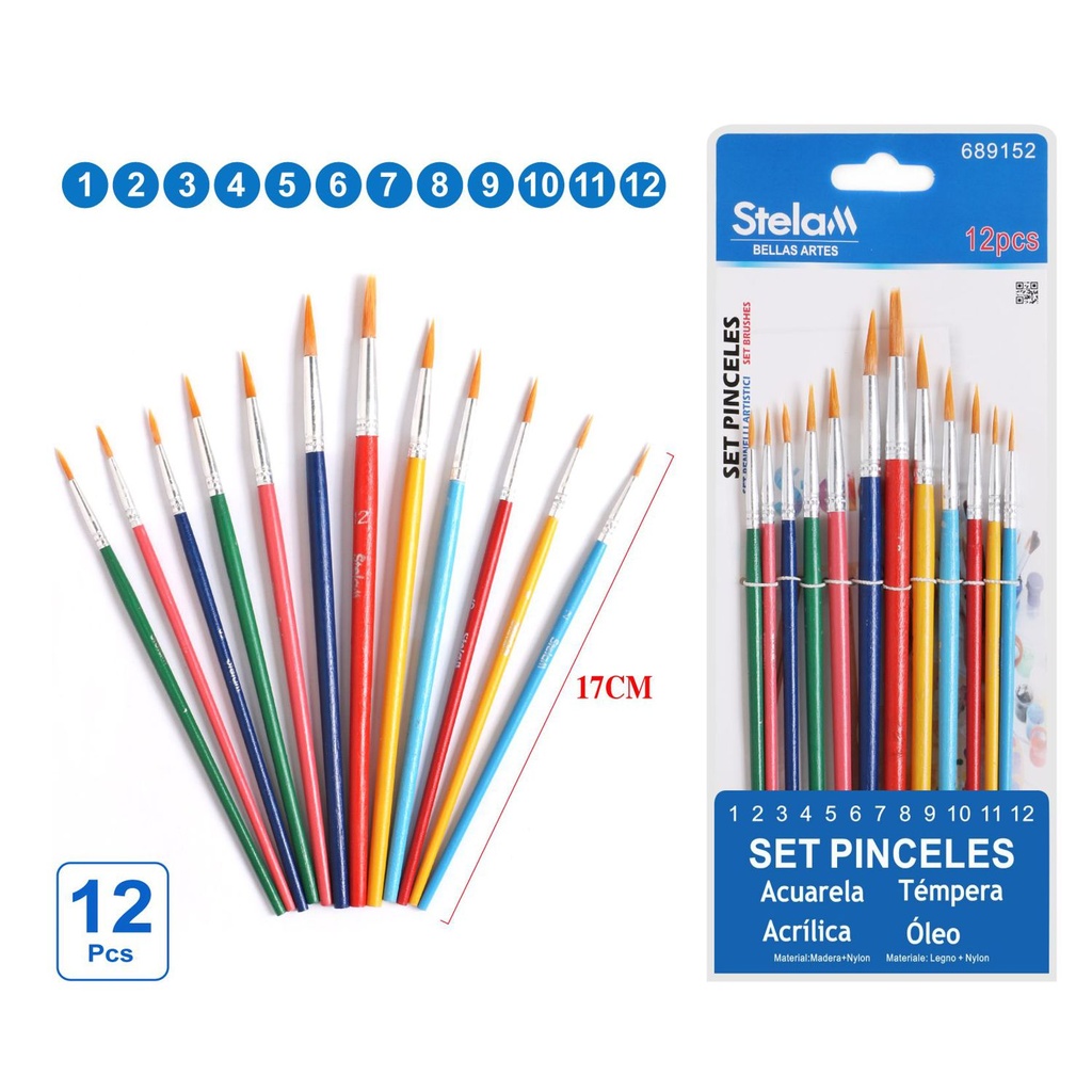 Set de pinceles 12pcs para pintura y arte