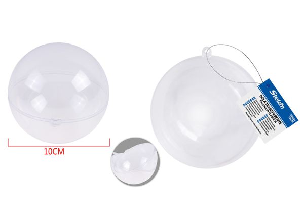 Bola de plástico transparente 10cm para manualidades