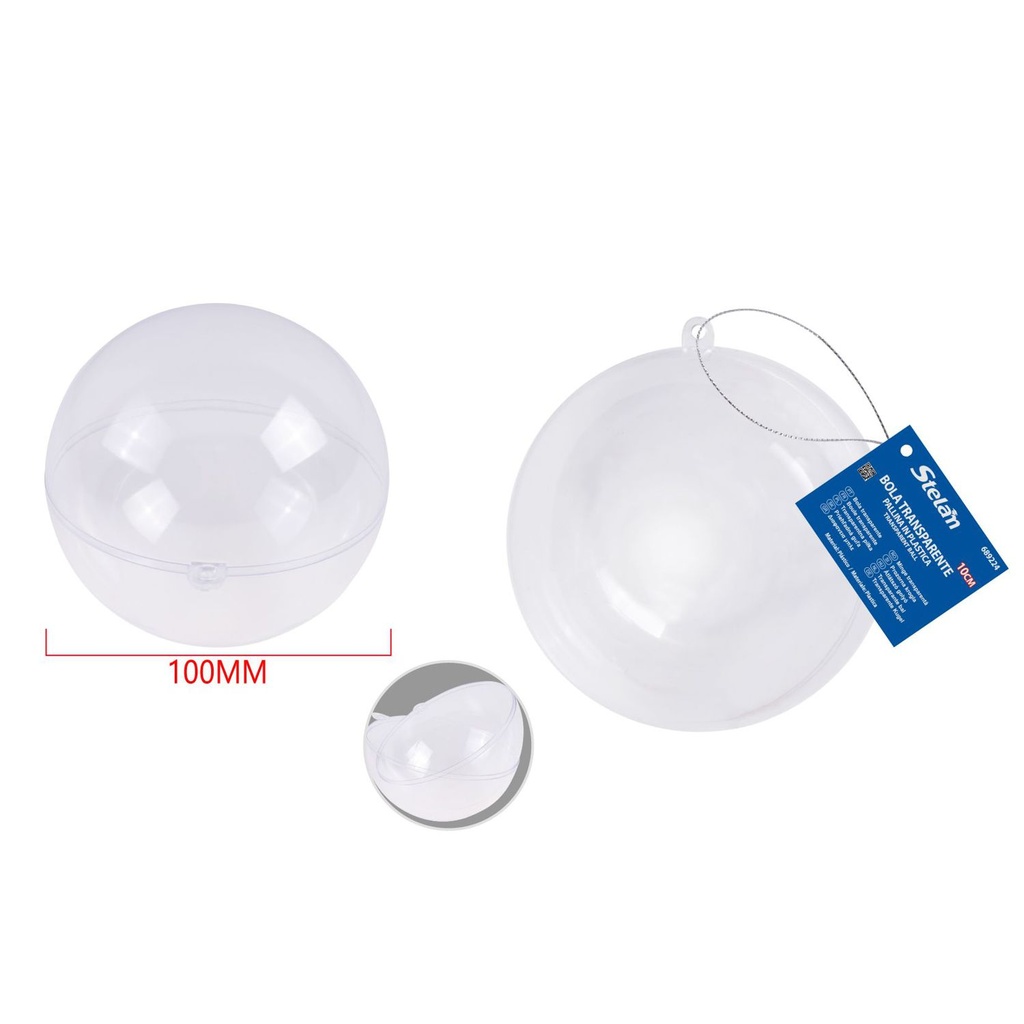 Bola de plástico transparente 10cm para manualidades