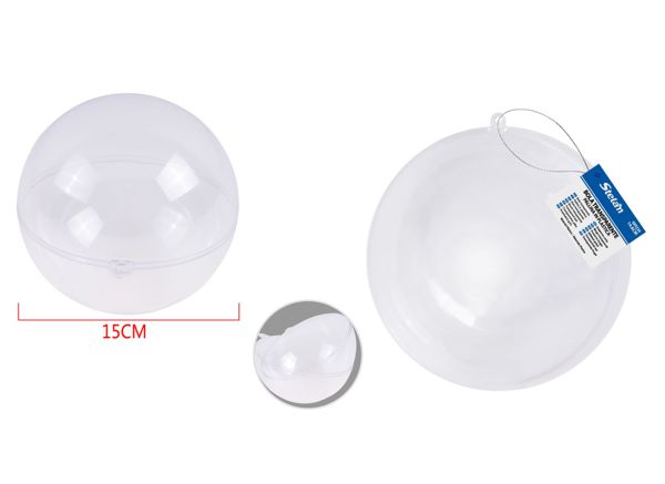 Bola transparente de plástico 15cm para manualidades