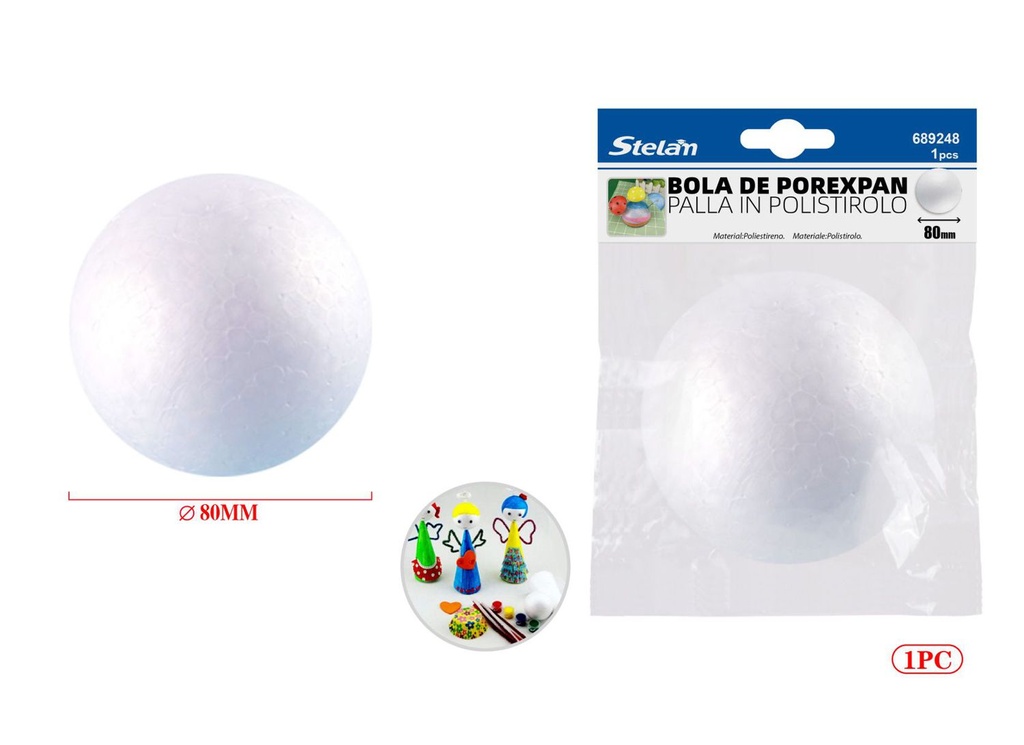 Bola de porexpán 80mm 1 pieza para manualidades