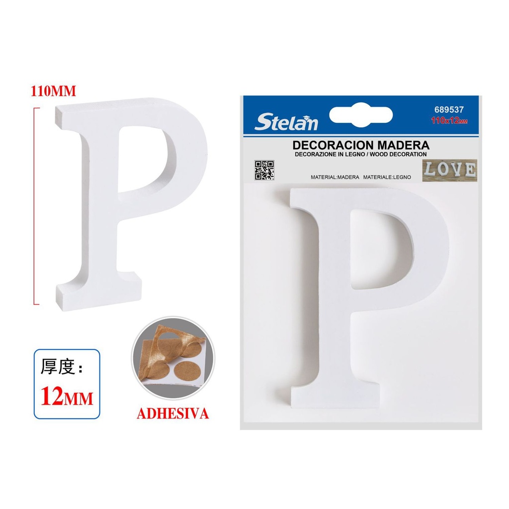 Decoración de letras de madera P 11cm blanco