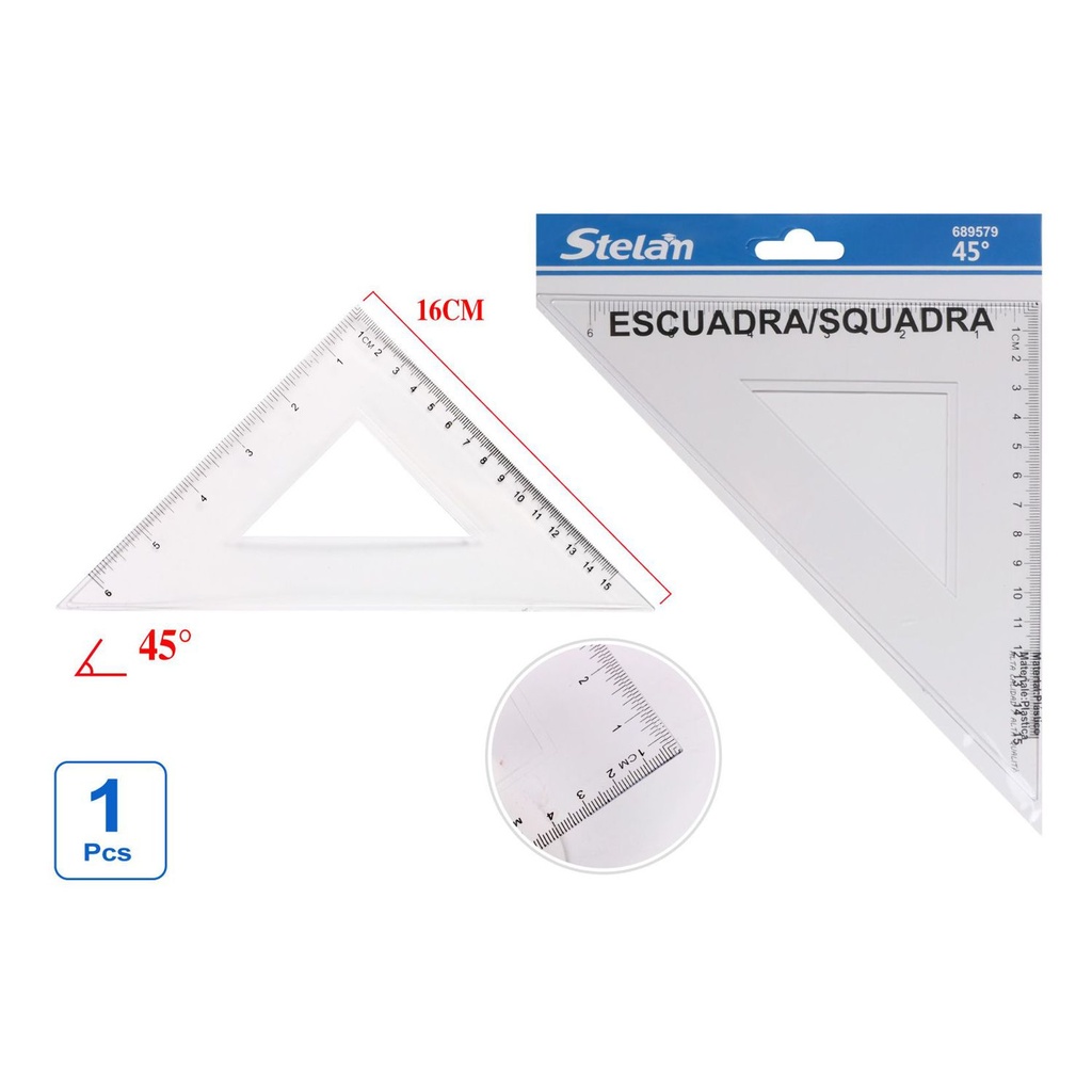 Escuadra 16cm 60 grados para material escolar