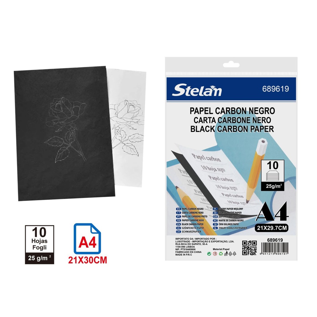 Papel carbón negro 25g A4 10pcs para copiar y calcar