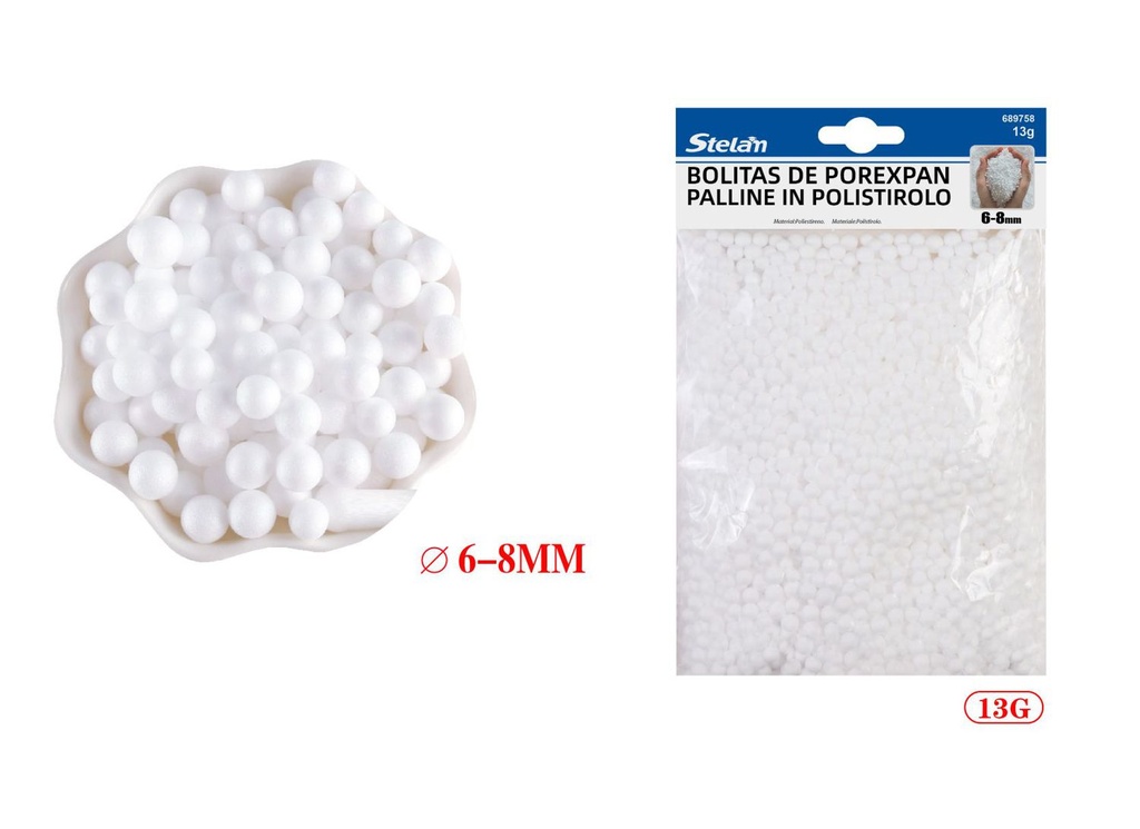 Bolitas de porex blanco 13g para manualidades