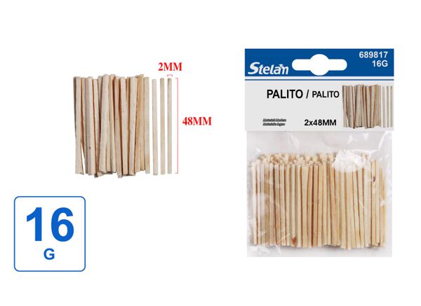 Palito de fósforo natural 16g para manualidades