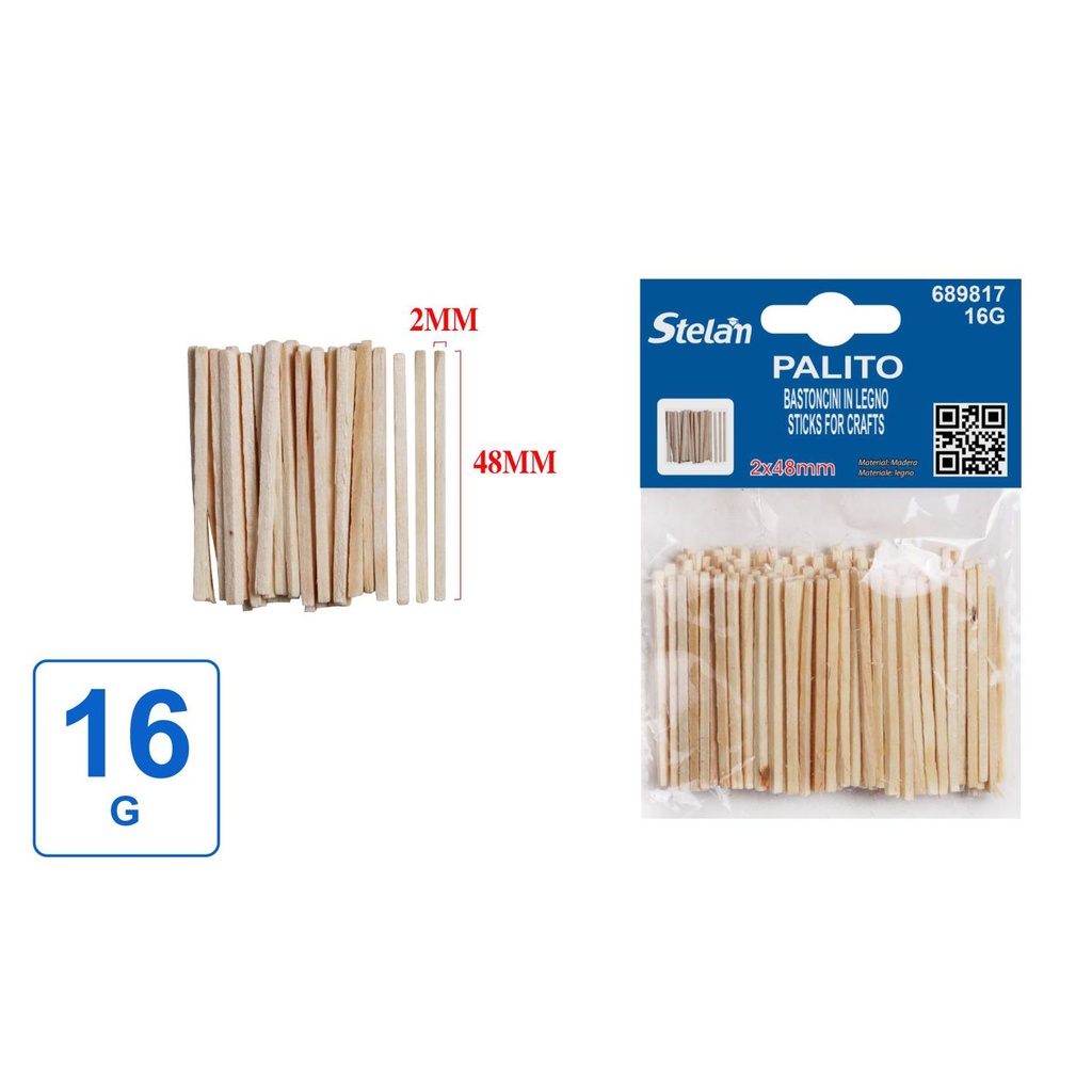 Palito de fósforo natural 16g para manualidades