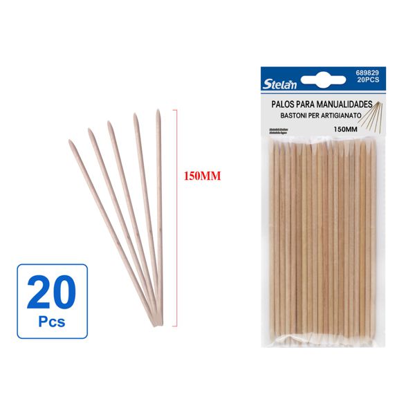 Palos para manualidades de madera 20pcs 15cm