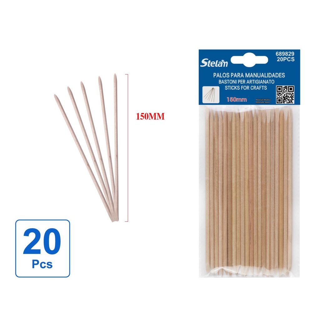 Palos para manualidades de madera 20pcs 15cm