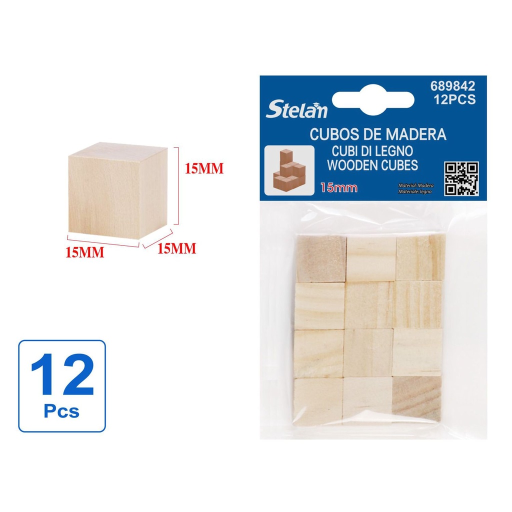 Cubos de madera 1.5cm 12pcs para manualidades y decoración