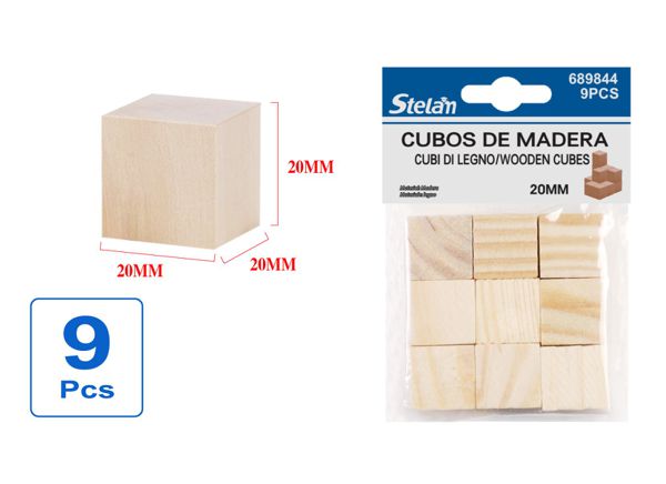 Cubos de madera 2.0cm 9pcs para manualidades