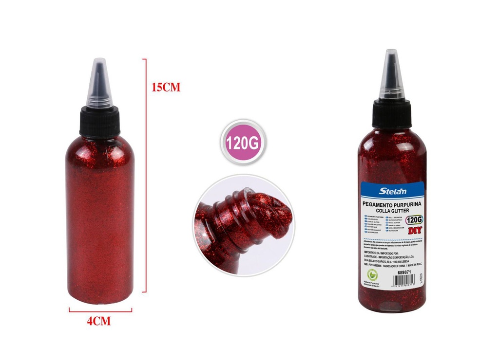 Pegamento purpurina DIY 48ml rojo para manualidades